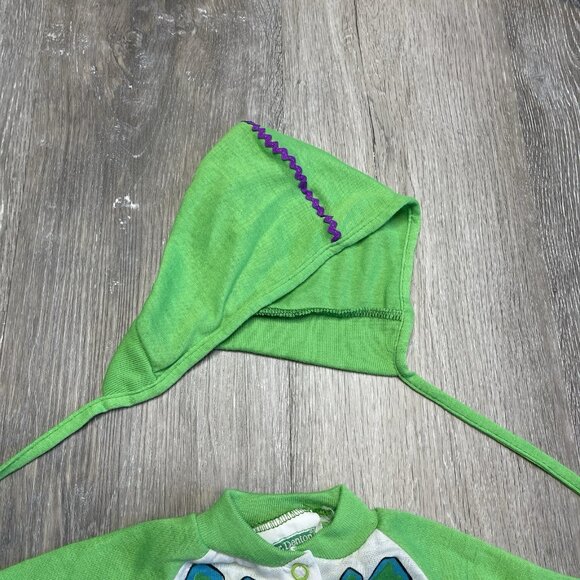 Dr. Denton Vintage One Piece Sleeper Pajamas Dinosaur Little Monster Size S 0-13 - Picture 3 of 13